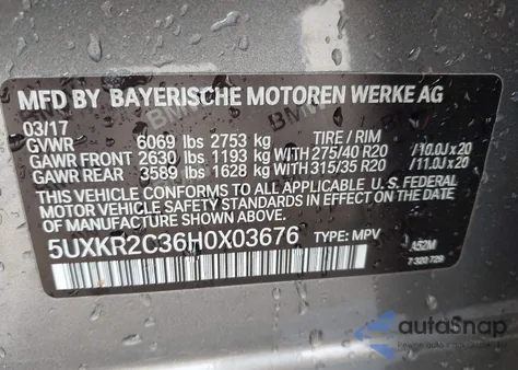 2017 BMW X5 Sdrive35I from USA, damaged, VIN 5UXKR2C36H0X03676